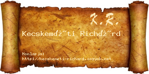 Kecskeméti Richárd névjegykártya